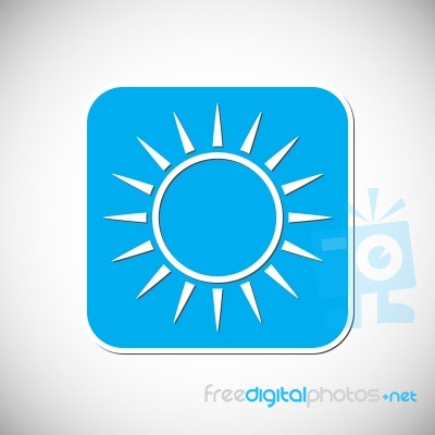 Sun Icon. Blue Square Frame.  Illustration Stock Image