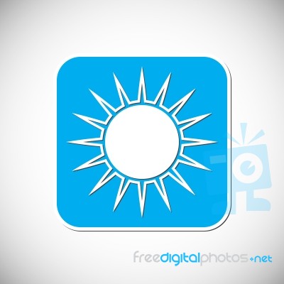 Sun Icon. Blue Square Frame.  Illustration Stock Image