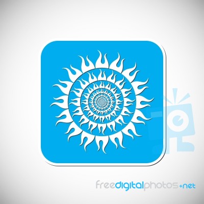 Sun Icon. Blue Square Frame.  Illustration Stock Image