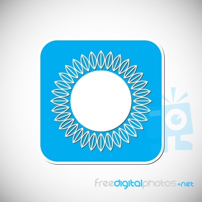 Sun Icon. Blue Square Frame.  Illustration Stock Image