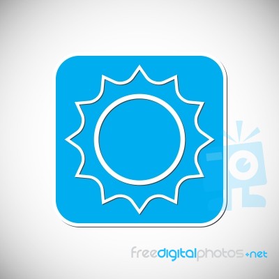 Sun Icon. Blue Square Frame.  Illustration Stock Image