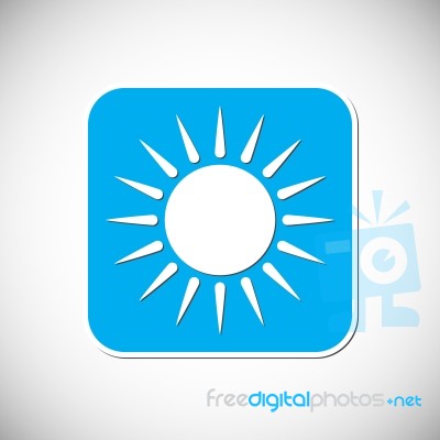 Sun Icon. Blue Square Frame.  Illustration Stock Image