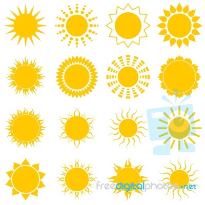 Sun Icon Set On White Background Stock Image