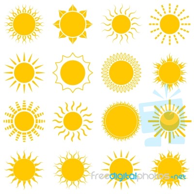 Sun Icon Set On White Background Stock Image