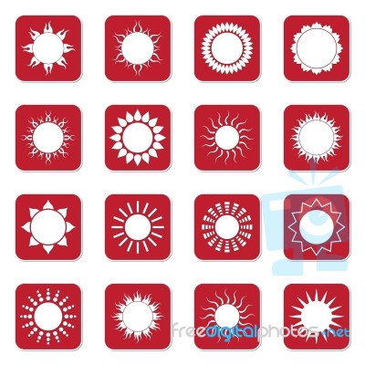 Sun Icon Set Red  Illustration Stock Image