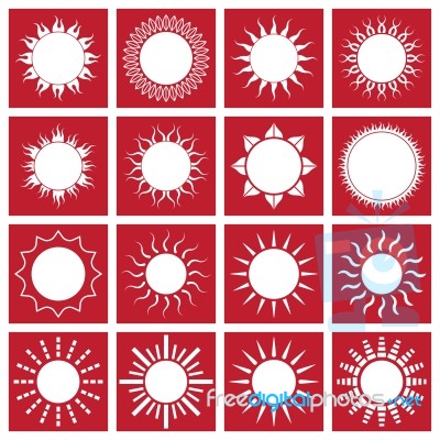 Sun Icon Set Red  Illustration Stock Image