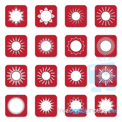 Sun Icon Set Red  Illustration Stock Image