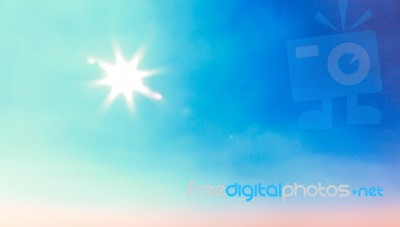 Sun Light With Blue Sky Stock Photo