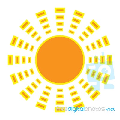 Sun On White Background.  Illustration Stock Image