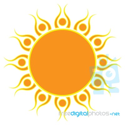 Sun On White Background.  Illustration Stock Image