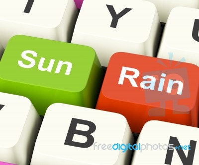 Sun Rain Keys Mean Weather And Seasons Stock Image