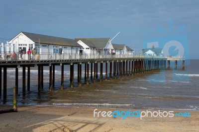 Sun Setting On Southwold Pier Stock Photo