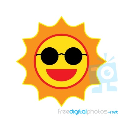 Sun Smile With Sunglasses On White Background Stock Image