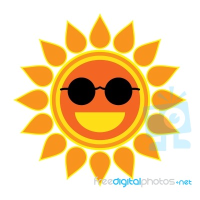 Sun Smile With Sunglasses On White Background Stock Image