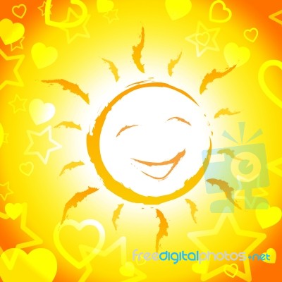 Sun Smiling Shows Cheerful Sunshine And Joyful Stock Image