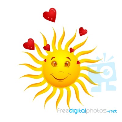 Sun With Heart Symbol Stock Image