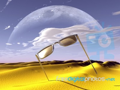 Sunglasses In Desert Stock Image