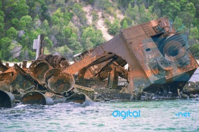 Sunk Shipwrecks At Tangalooma Island In Moreton Bay Stock Photo