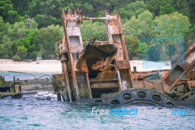 Sunk Shipwrecks At Tangalooma Island In Moreton Bay Stock Photo