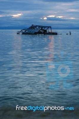 Sunk Shipwrecks At Tangalooma Island In Moreton Bay Stock Photo