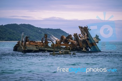 Sunk Shipwrecks At Tangalooma Island In Moreton Bay Stock Photo