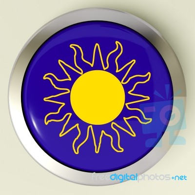 Sunny Button Means Hot Weather Or Sunshine Stock Image