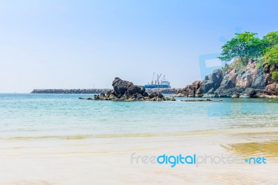 Sunny Summer Scene In The Harbor And Cape Thai With Blue Sky Stock Photo