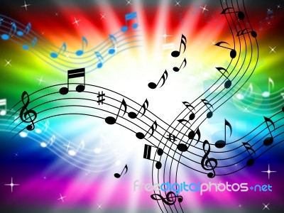 Sunrays Color Shows Bass Clef And Audio Stock Image