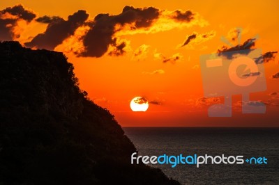 Sunrise Above The Mediterranean Sea Stock Photo