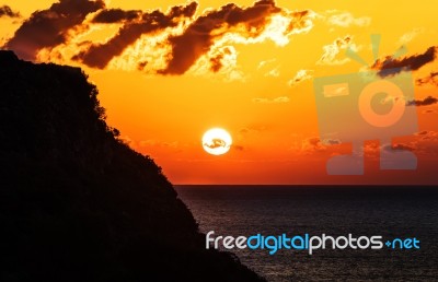 Sunrise Above The Mediterranean Sea Stock Photo