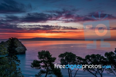 Sunrise Above The Mediterranean Sea Stock Photo