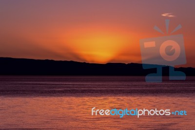 Sunrise Above The Mediterranean Sea Stock Photo