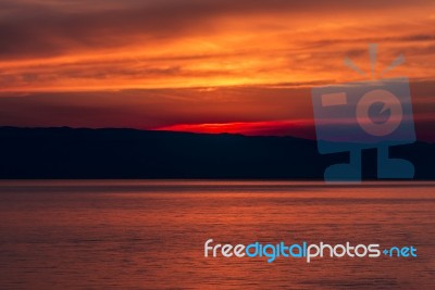 Sunrise Above The Mediterranean Sea Stock Photo