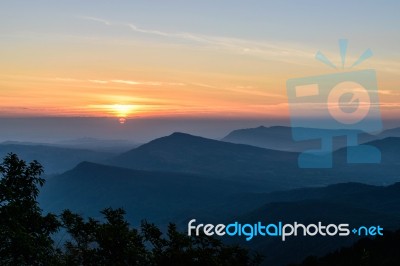 Sunrise At Phu Ruea National Park Stock Photo