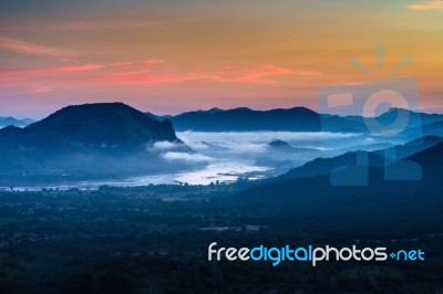 Sunrise At Phu Tok Stock Photo