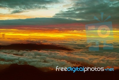 Sunrise From Volcano Baru In Panama Stock Photo