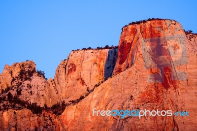 Sunrise In The Zion Mountains Stock Photo