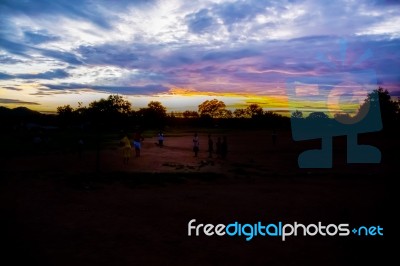 Sunrise Landscape In Tanzania Stock Photo