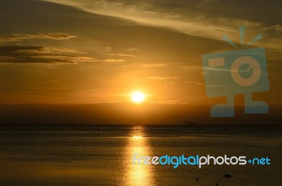 Sunrise Moring On The Beach Stock Photo