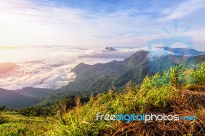 Sunrise On The Clouds In Thailand Stock Photo