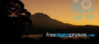 Sunrise Over Mount Kinabalu Stock Photo