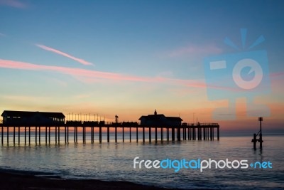 Sunrise Over Southwold Pier Stock Photo