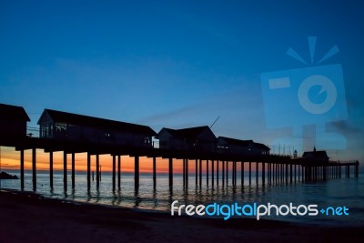 Sunrise Over Southwold Pier Stock Photo