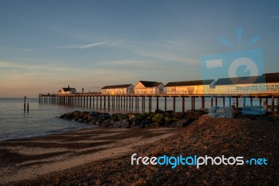 Sunrise Over Southwold Pier Stock Photo