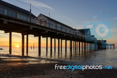 Sunrise Over Southwold Pier Stock Photo