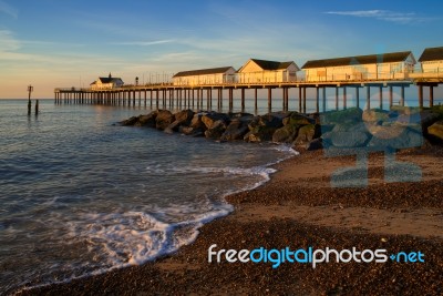 Sunrise Over Southwold Pier Stock Photo