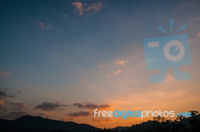 Sunrise Sky Landscape, Thailand Stock Photo