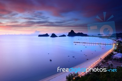 Sunrise View Of Ao Manao Bay In Thailand Stock Photo