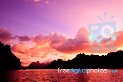 Sunset And Seascape, Thailand Stock Photo