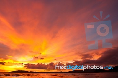 Sunset At Ao Nang Bay, Thailand Stock Photo